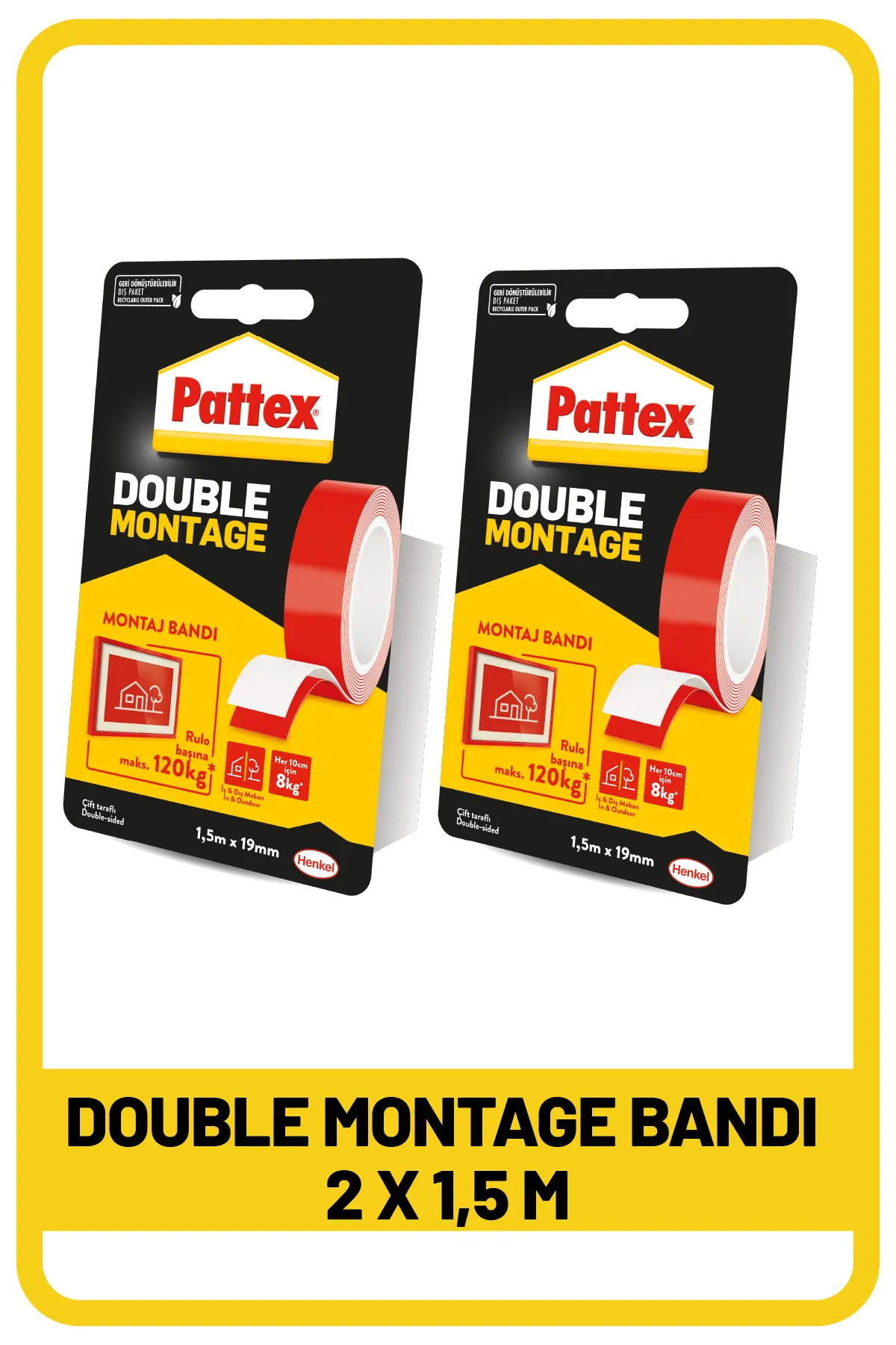Pattex Double Montaj Bandı 120 kg (2 Adet) - Görsel 1