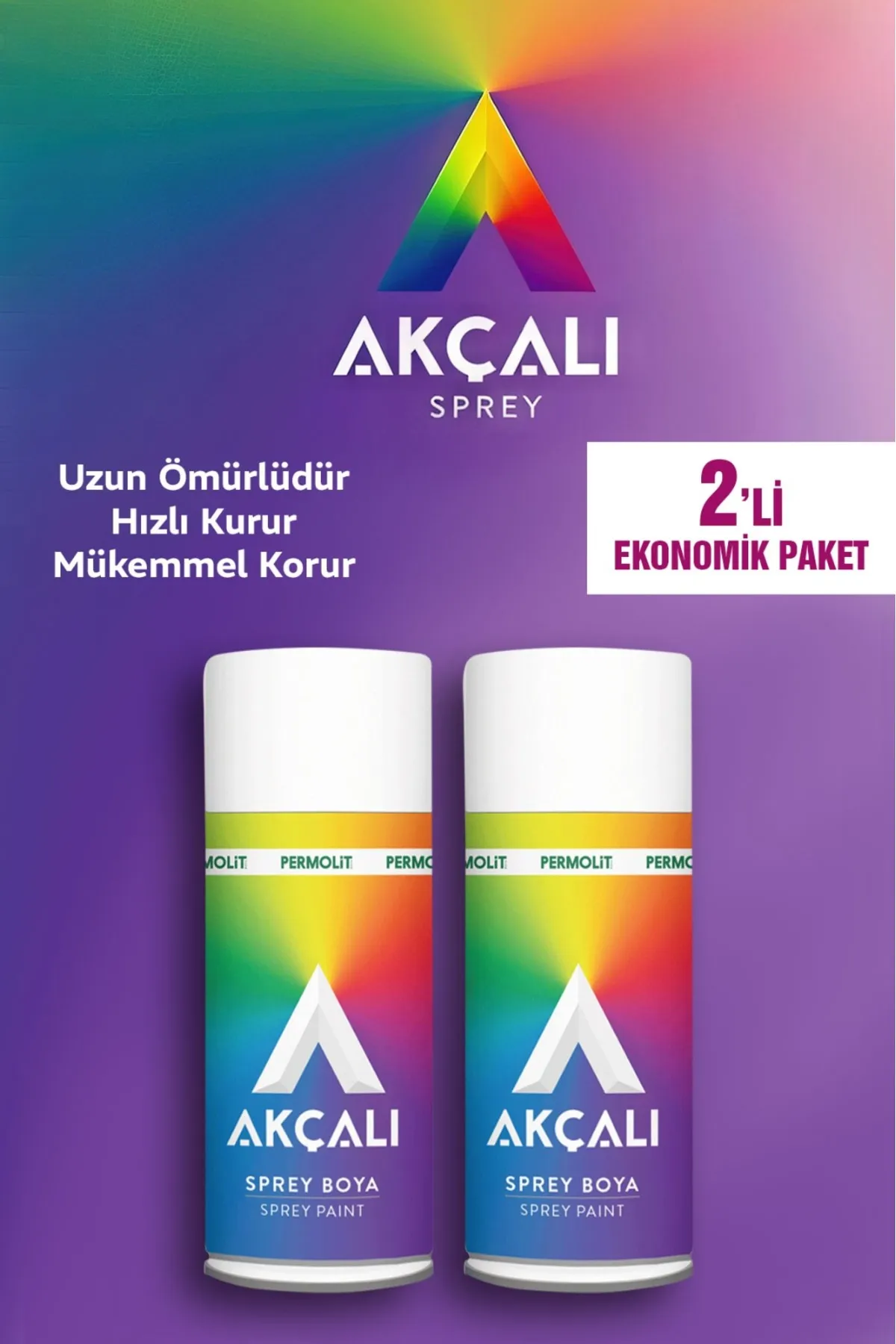 Permolit Beyaz Sprey Boya 301 400 ml (2'li Paket) - Görsel 1