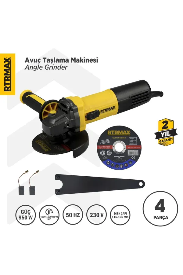 Rtrmax RTM1095 Avuç Taşlama Makinesi 125 mm 950 W Devir Ayarlı - Görsel 1