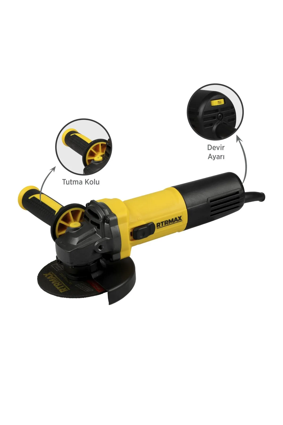Rtrmax RTM1095 Avuç Taşlama Makinesi 125 mm 950 W Devir Ayarlı - Görsel 4