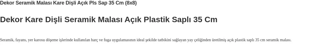 128 Seramik Malası 30 cm 8x8 Diş Yay Çeligi Açık Plastik Saplı - Ürün Detayı 1