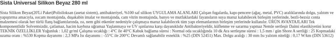 Üniversal Beyaz Silikon 280 ml - Ürün Detayı 1